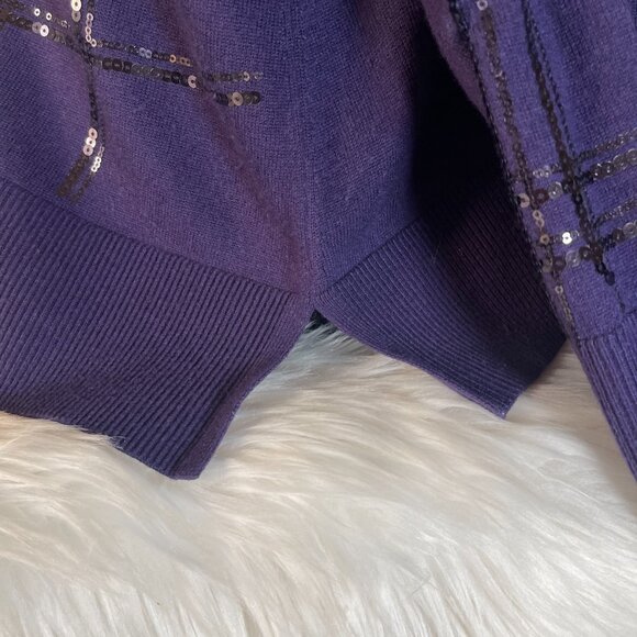Chico's -Beautiful, Elegant, Chic Purple Sequined Embellished Sweater - Picture 3 of 14